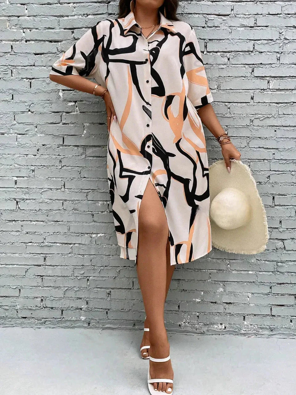 WesternStitch Plus Allover Print Button Front Shirt Dress WesternStitch