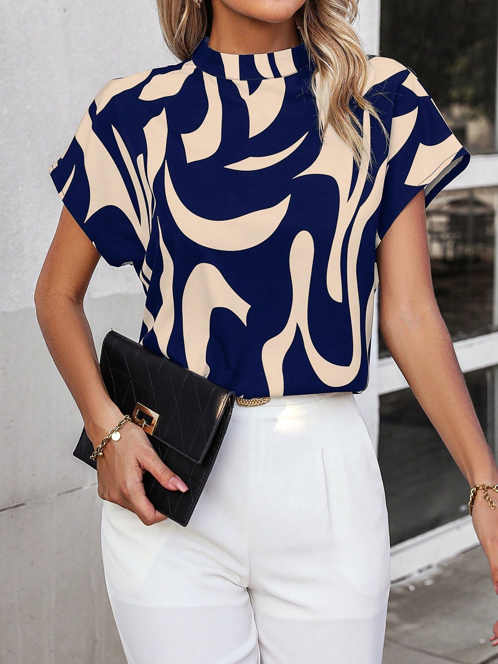 WesternStitch Geometric Half Sleeve Printed Top WesternStitch