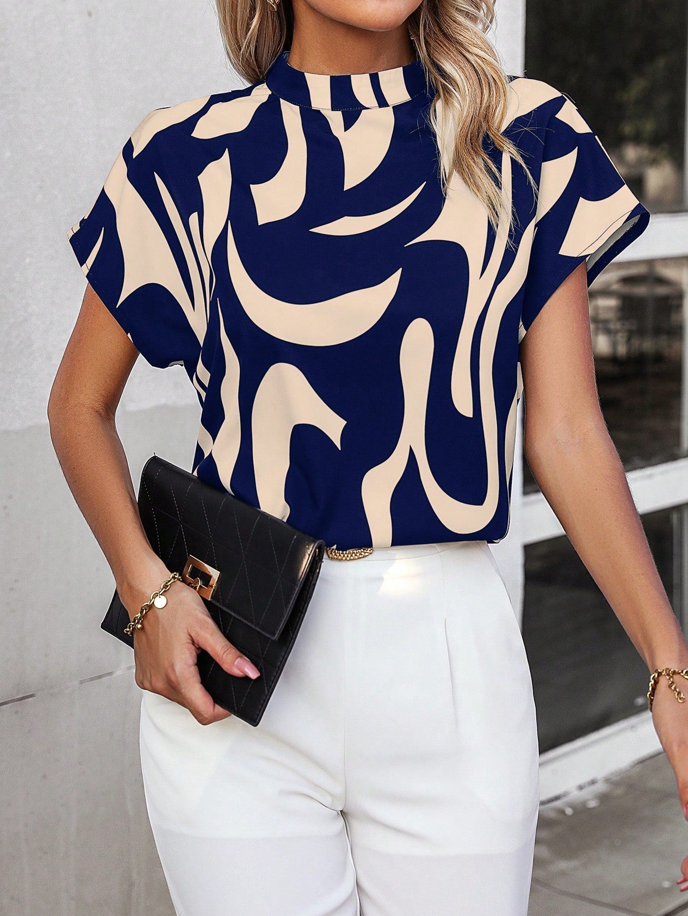 WesternStitch Geometric Half Sleeve Printed Top WesternStitch