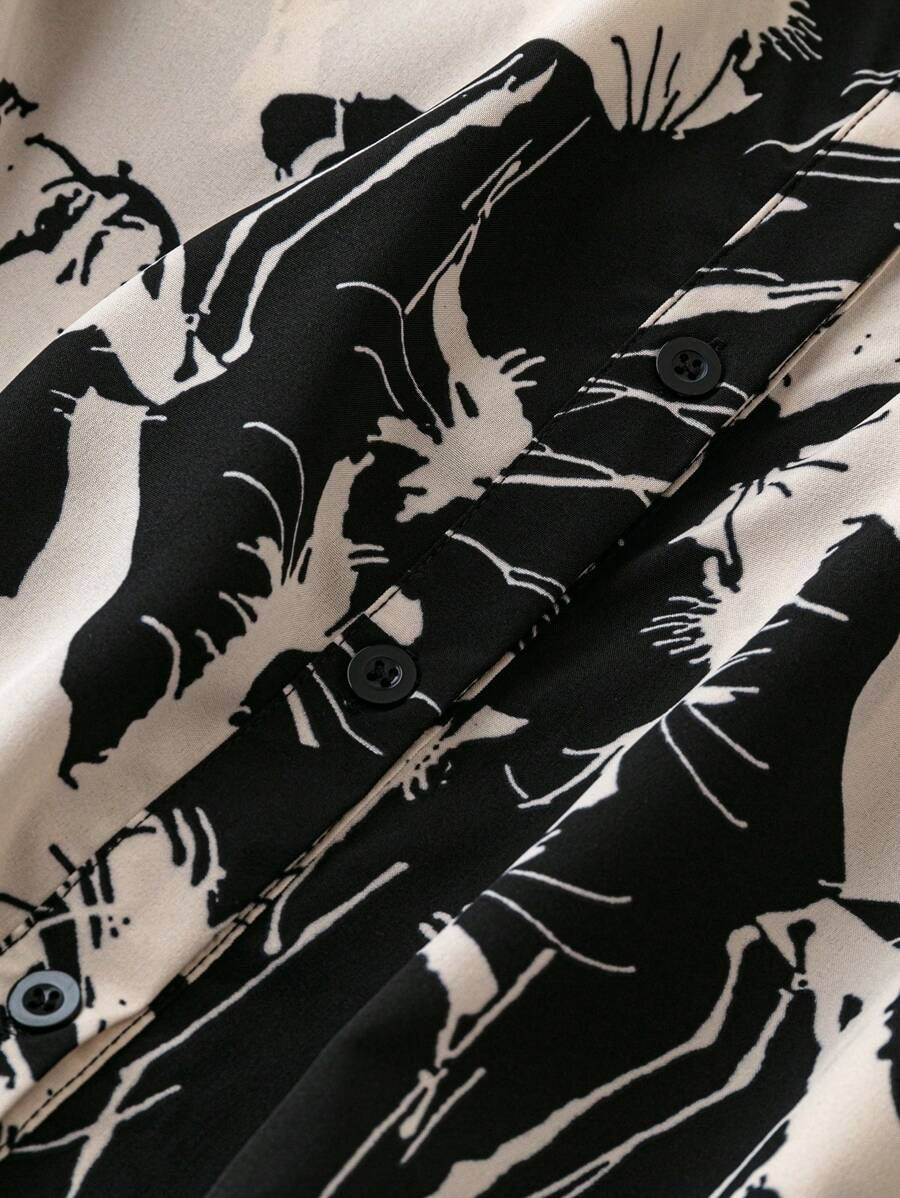 WesternStitch Graphic Print Roll Tab Sleeve Shirt Dress WesternStitch