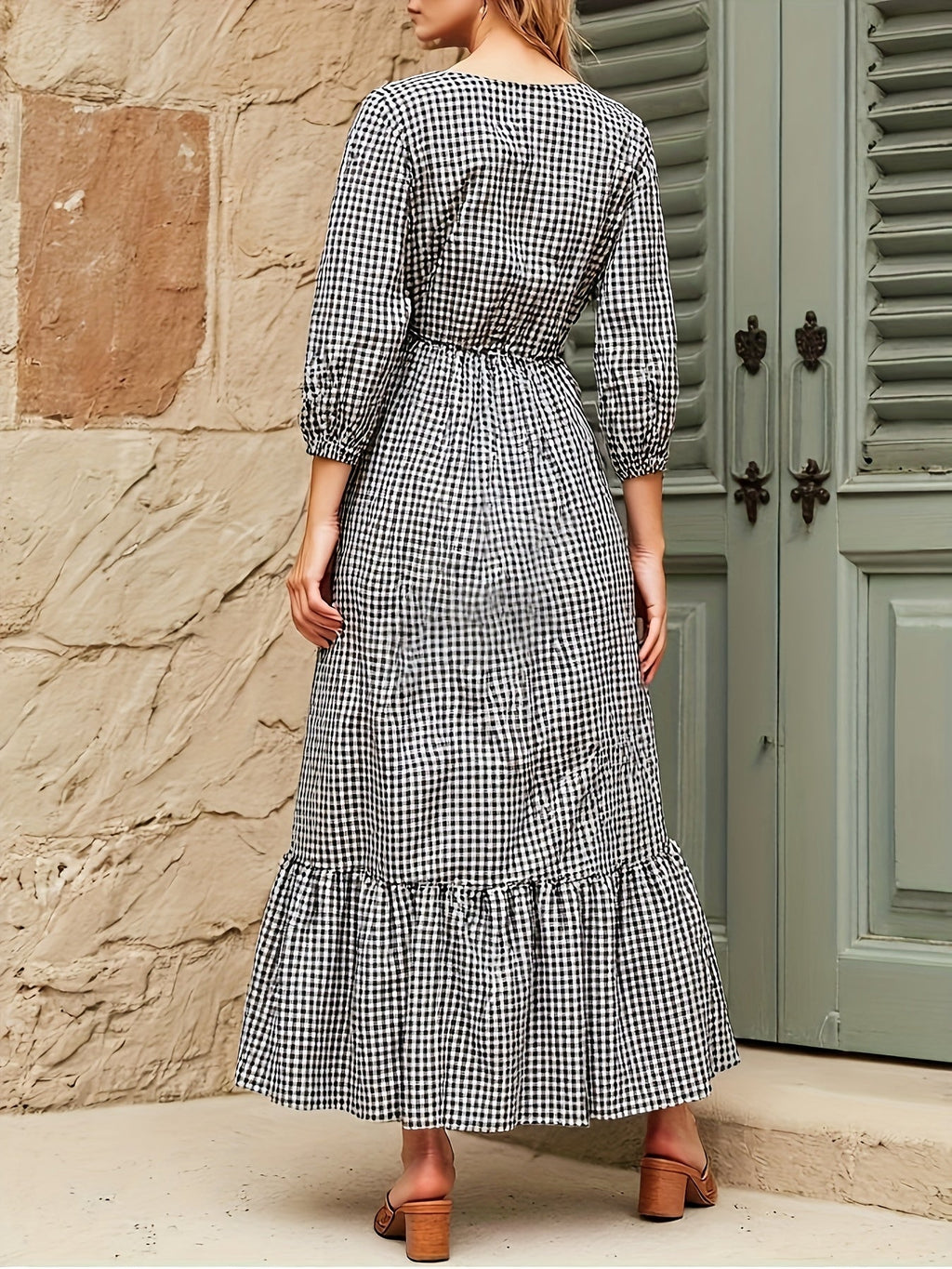 WesternStitch black and white gingham maxi dress WesternStitch