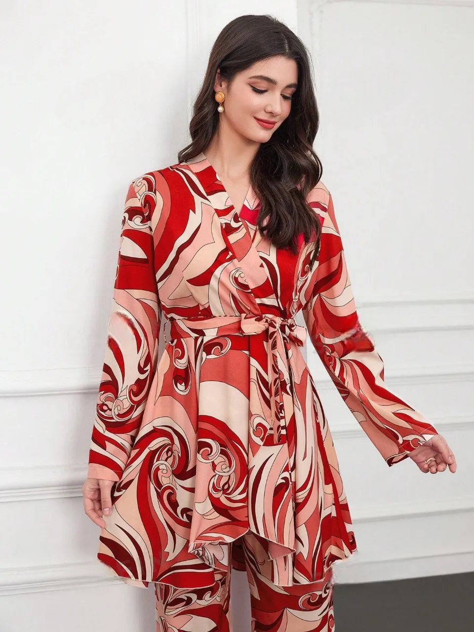 WesternStitch Cotton Floral Printed Shirt Collar Tunic with Trousers Co-Ord Set/Cotton Cord Set for Women WesternStitch