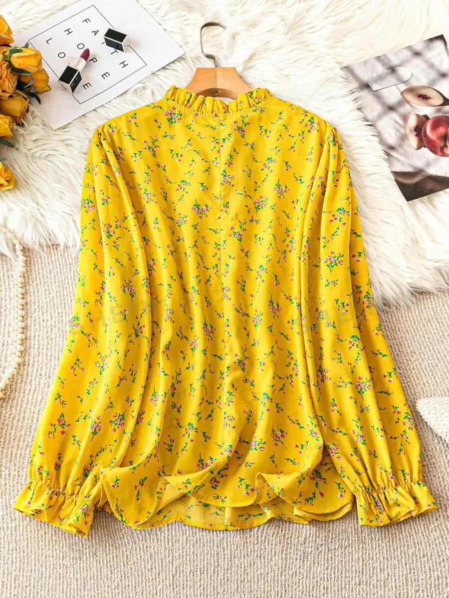 Women yellow printed top WesternStitch