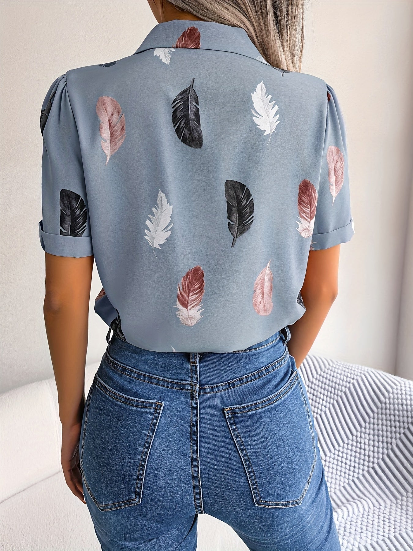 WesternStitch Feather Print Light Blue Shirt WesternStitch