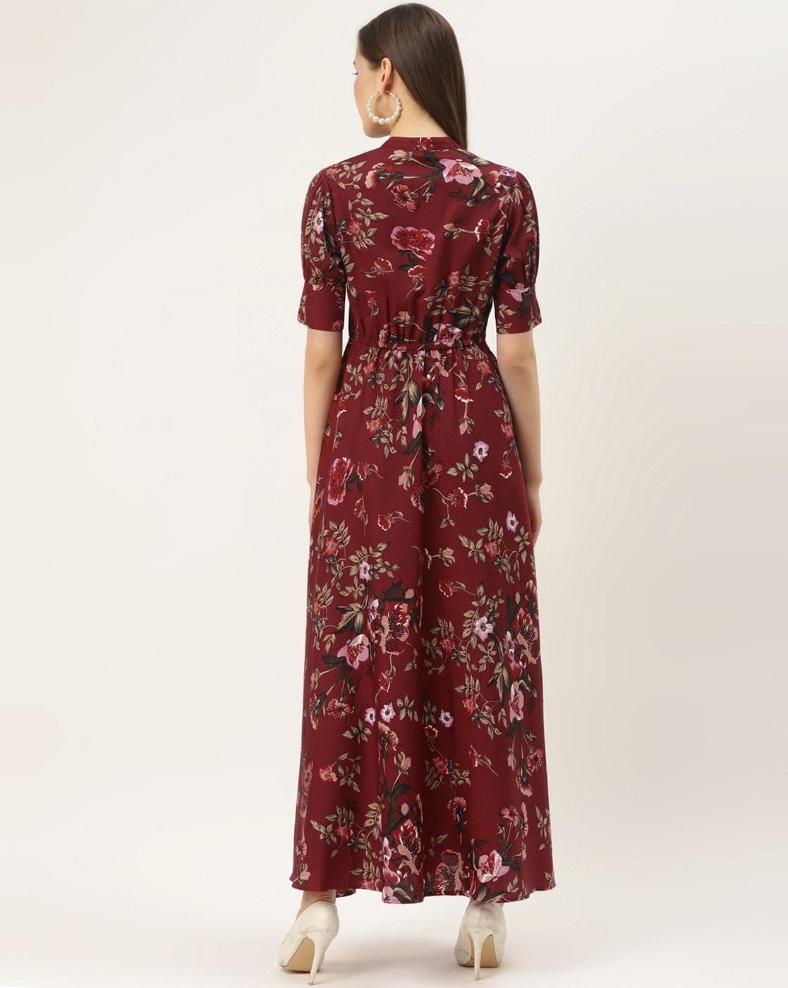 WesternStitch Crepe Floral Printed Full Length Fit & Flared Western Maxi Dress WesternStitch