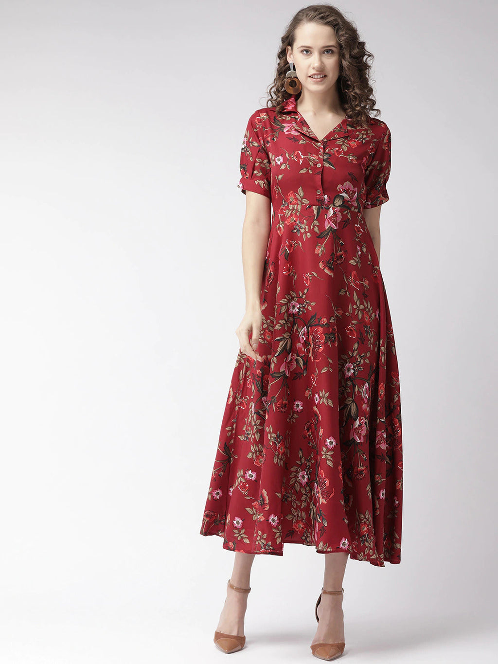 WesternStitch Crepe Floral Printed Full Length Fit & Flared Western Maxi Dress WesternStitch