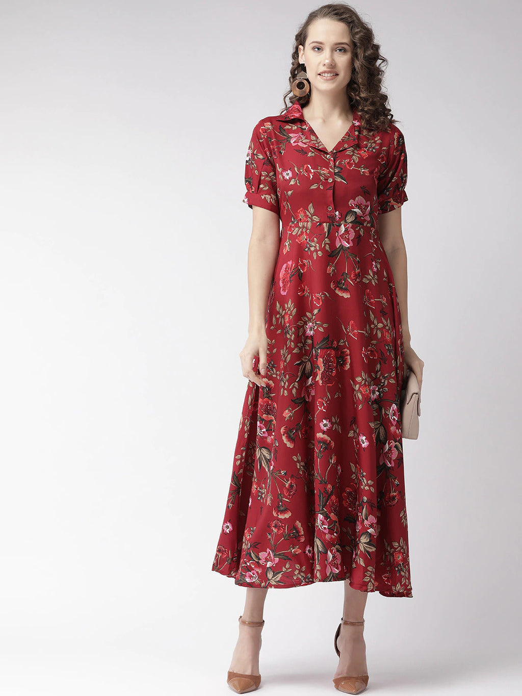 WesternStitch Crepe Floral Printed Full Length Fit & Flared Western Maxi Dress WesternStitch