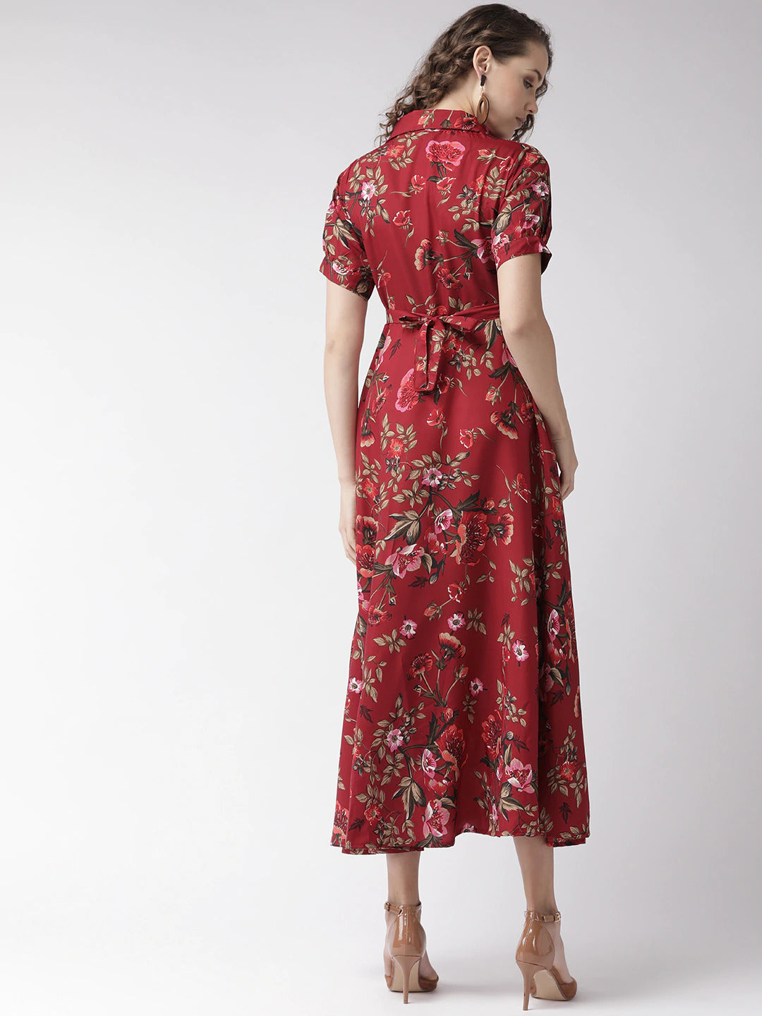WesternStitch Crepe Floral Printed Full Length Fit & Flared Western Maxi Dress WesternStitch
