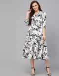 WesternStitch Women's Crepe Floral Printed Ruffled Western Maxi Dress WesternStitch