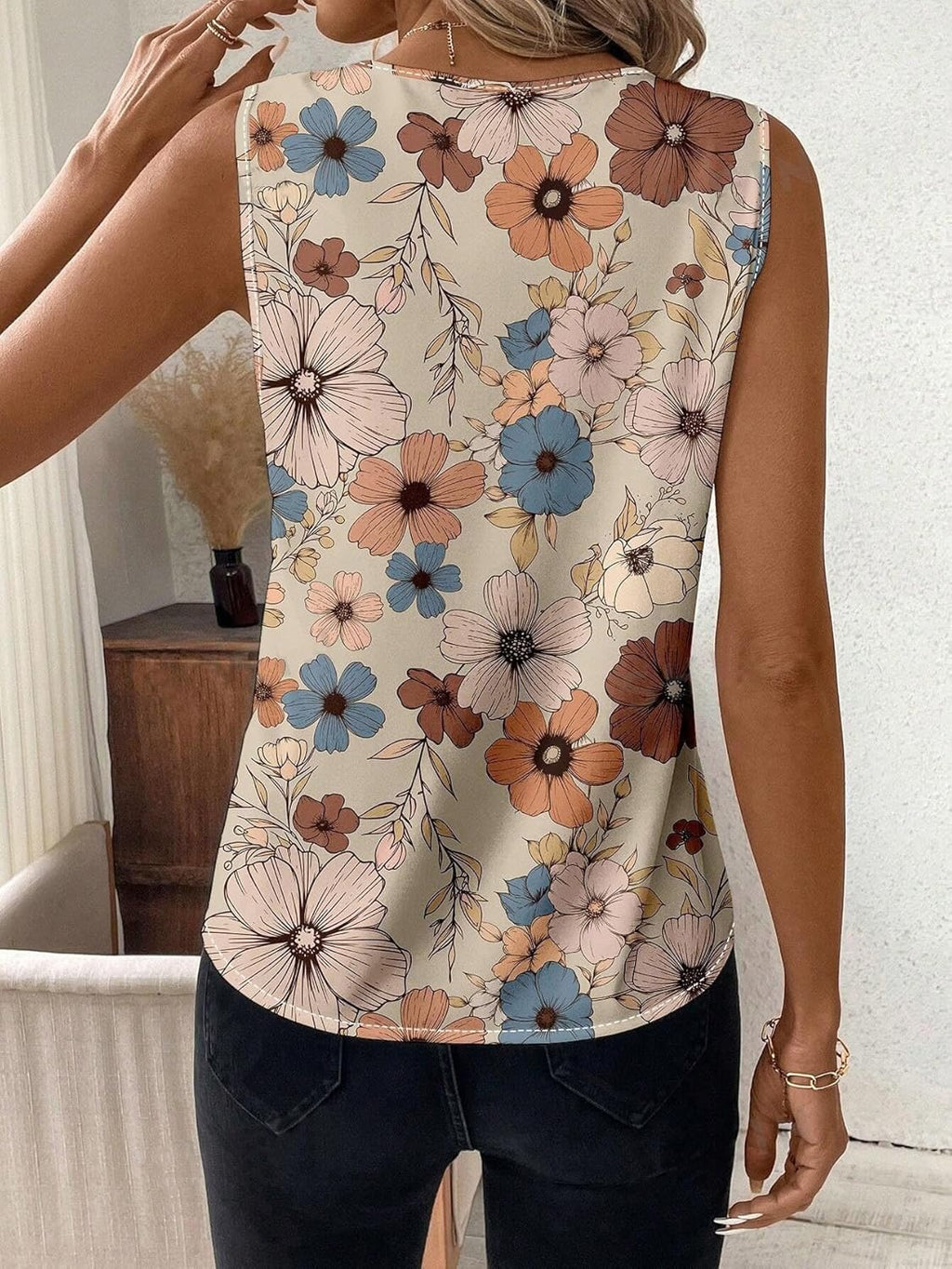 Printed Rayon Sleeveless Top for Women WesternStitch
