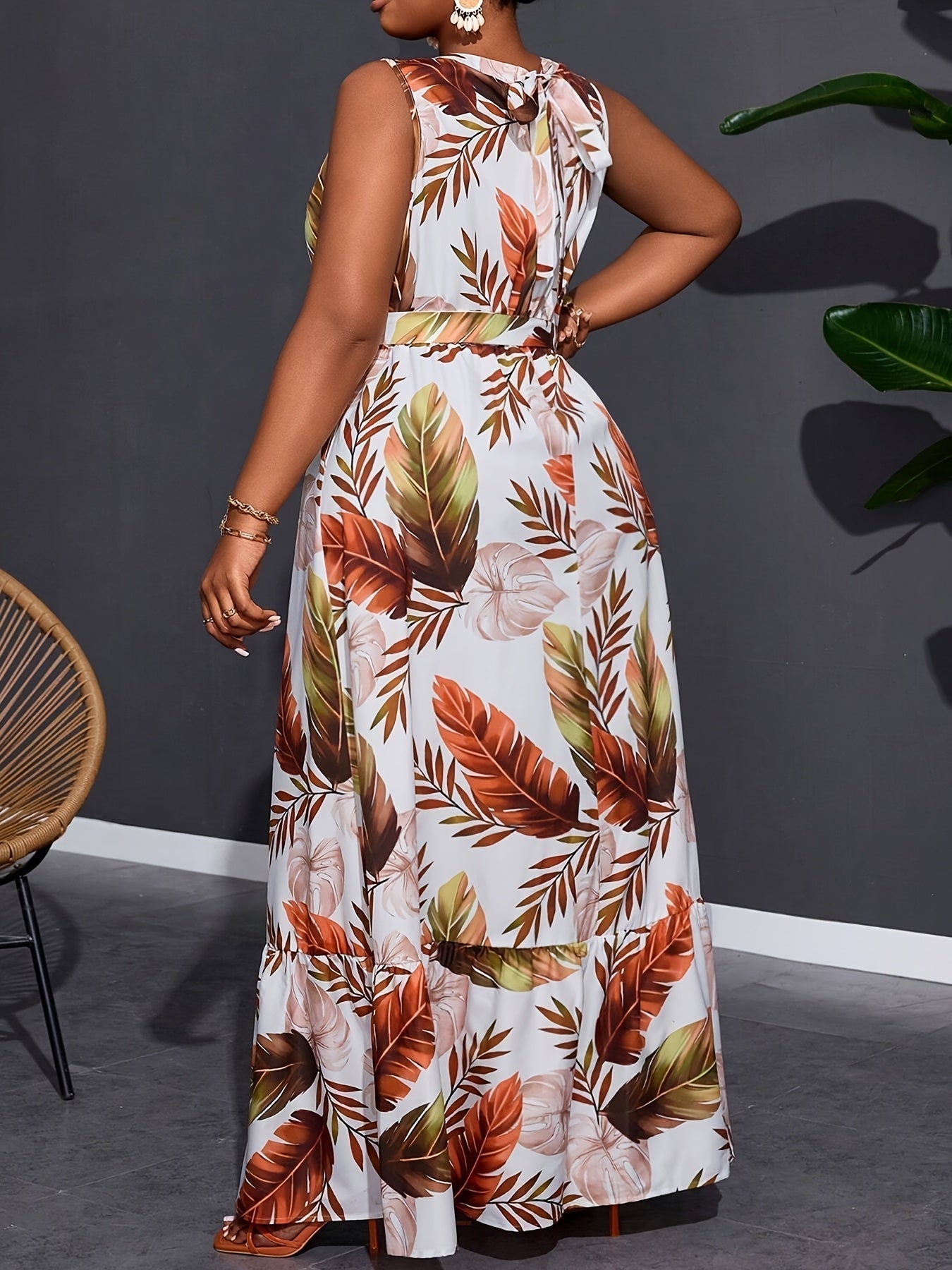 Tropical Leaf Print Sleeveless Maxi Dress WesternStitch